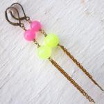 Earrings neon jade drop ear..