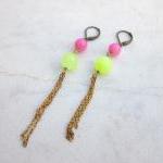 Earrings neon jade drop ear..