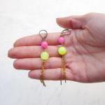 Earrings neon jade drop ear..