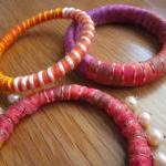 Ribbon yarn and pearls bang..