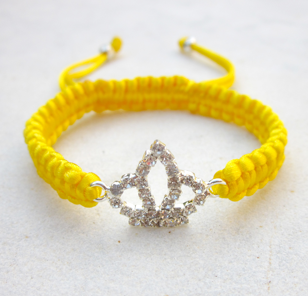 Crown bracelet yellow friendship bracelet rhinestone stack jewelry 