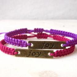 Joy tag friendship bracelet macrame inspiration jewelry MADE TO ORDER in your desired color