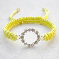 Bracelet eternity circle friendship bracelet rhinestones stack jewelry light yellow